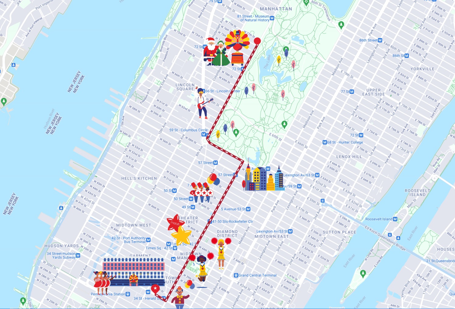 Macy's Thanksgiving parade 2022 Route Map