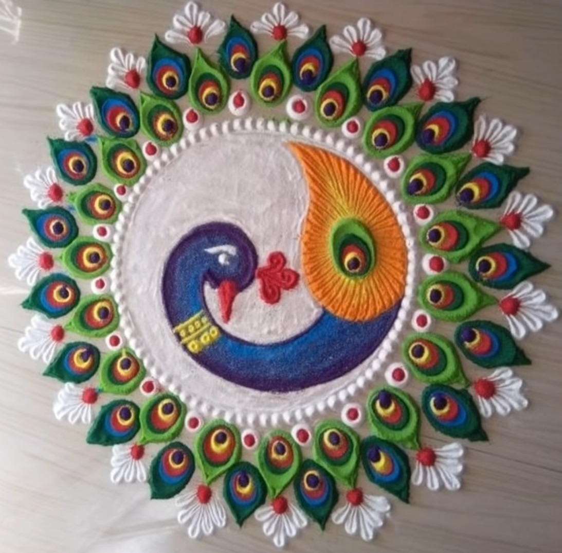 Peacock Diwali Rangoli Designs