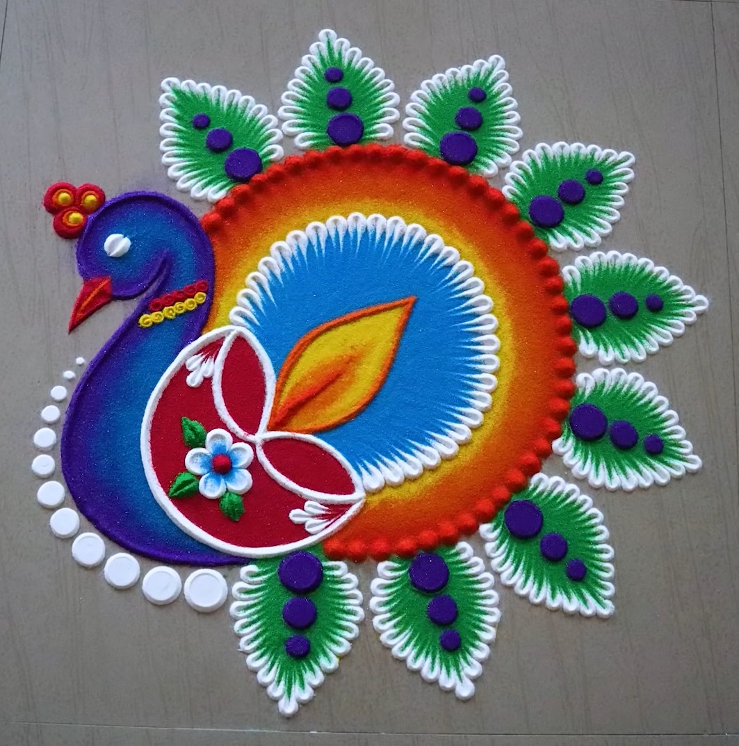 Peacock Rangoli Images for Diwali 2023