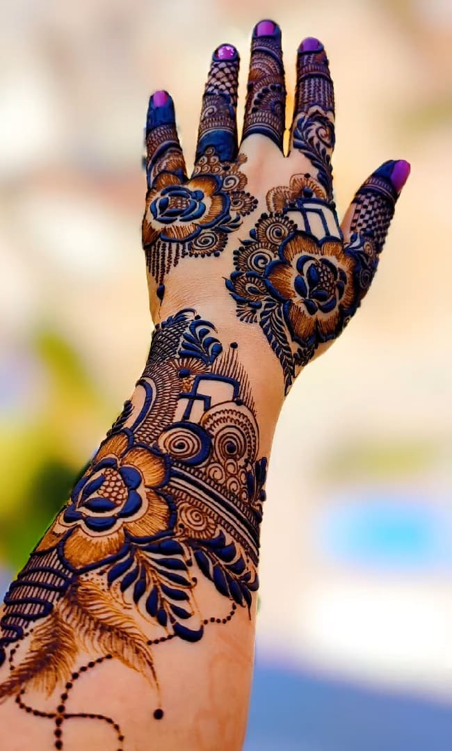 Latest Beautiful Khafif Mehndi design for full hand 2023-easy rose 3d Mehndi -Bridal Henna TUTORIAL - YouTube