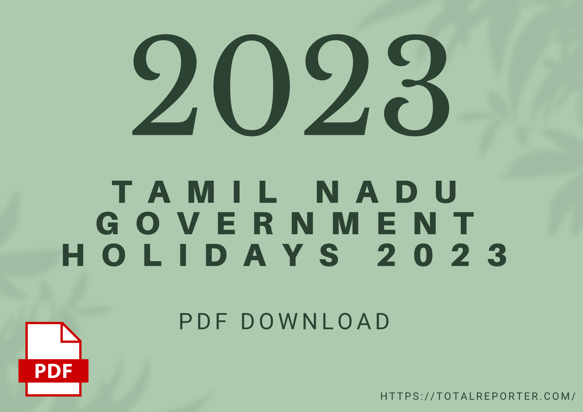 TN Gov Holidays 2023 PDF download