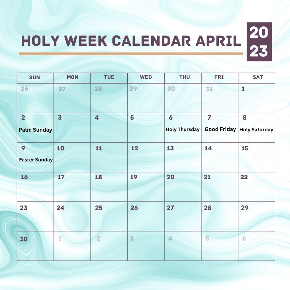Holy Week 2023 Calendar