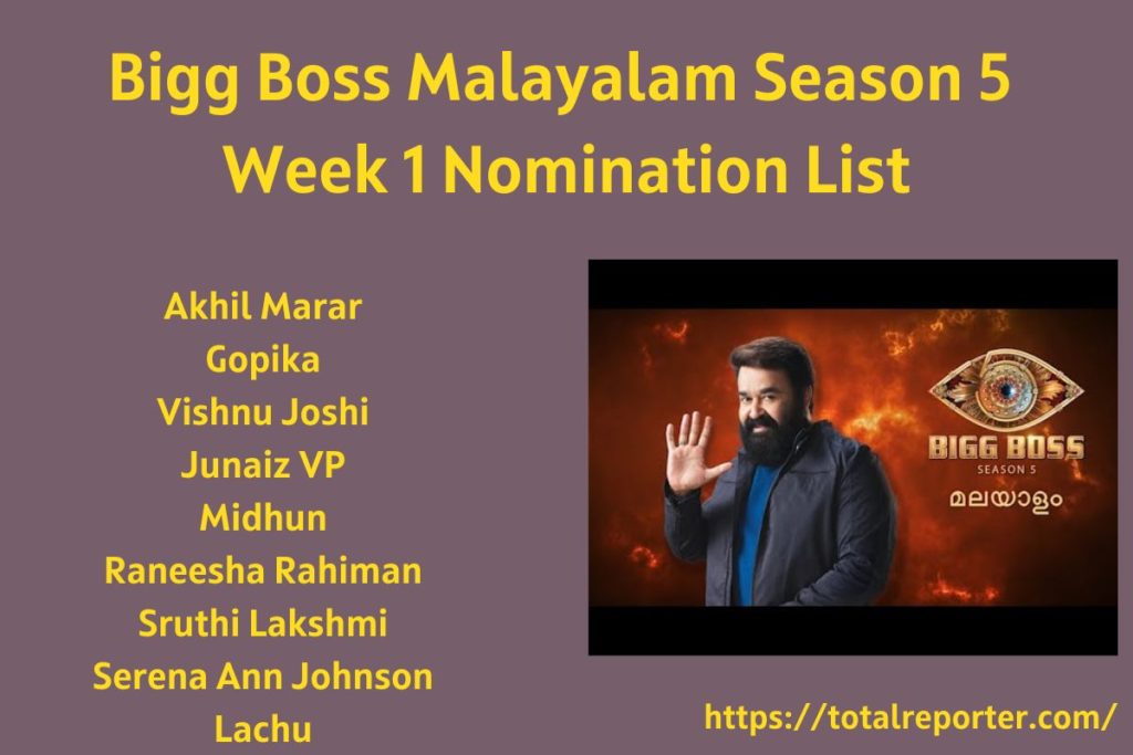Bigg Boss Malayalam Season 5 
Week 1 Nomination List